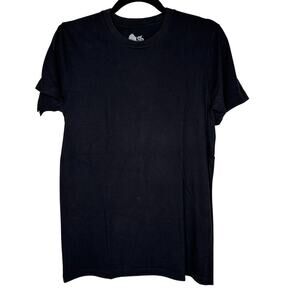 Singhalife Solid Black Short Sleeve Round Neck Tee Embroidered Logo Med